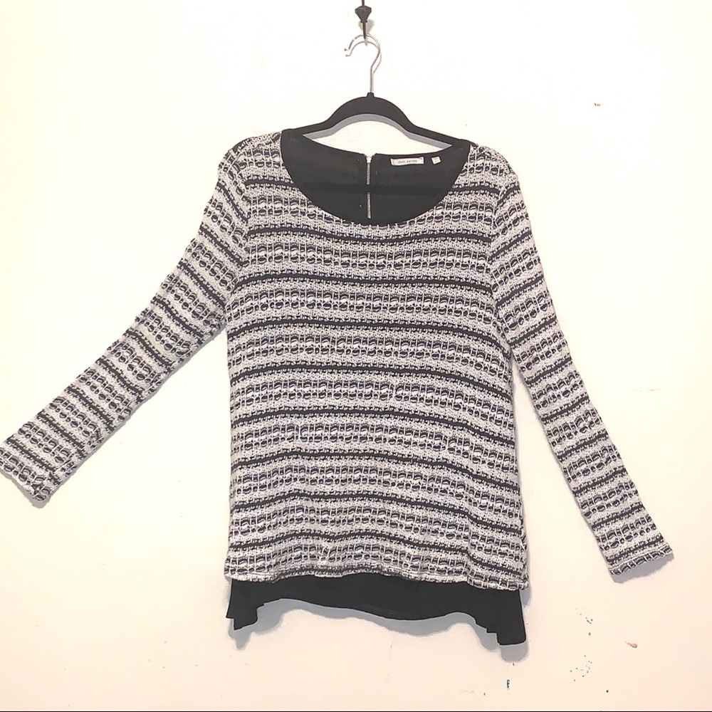 Ava James Knit Top with Sheer Under